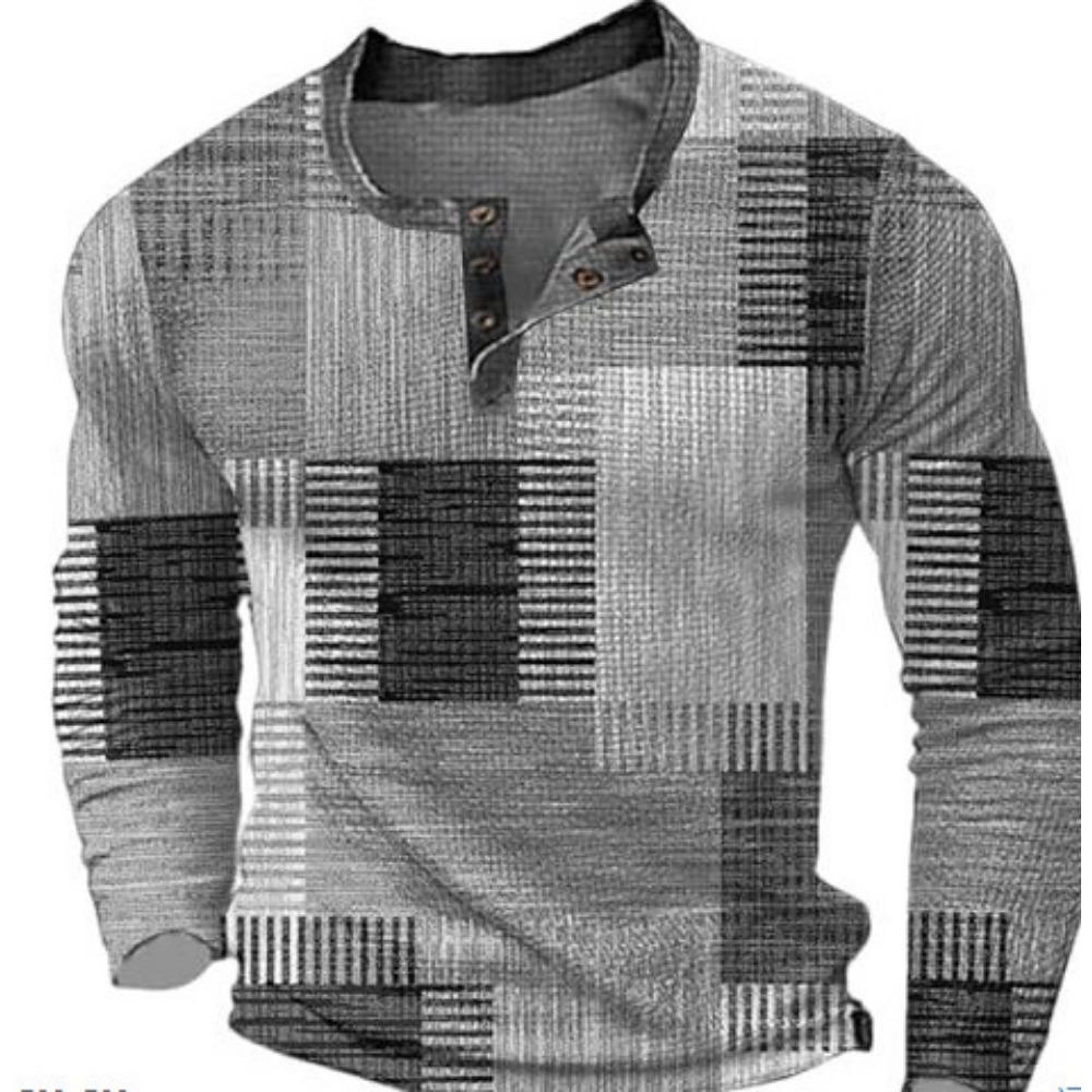 Maglietta vintage a maniche lunghe da uomo con stampa DTG 3D