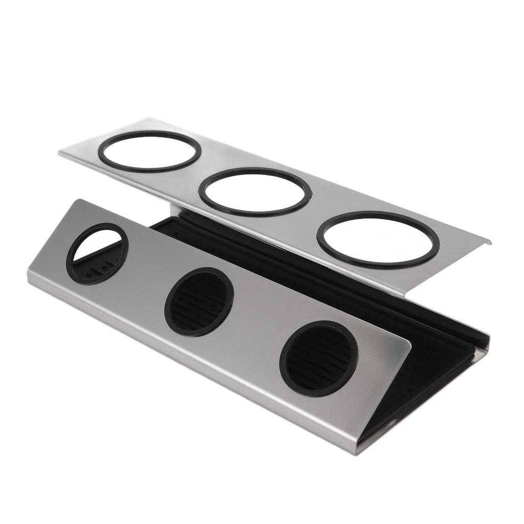 Flaschenabtropfgestell 304 Edelstahl Silikonmatte Silber 3 Löcher Sodawasserflaschen-Trockengestell
