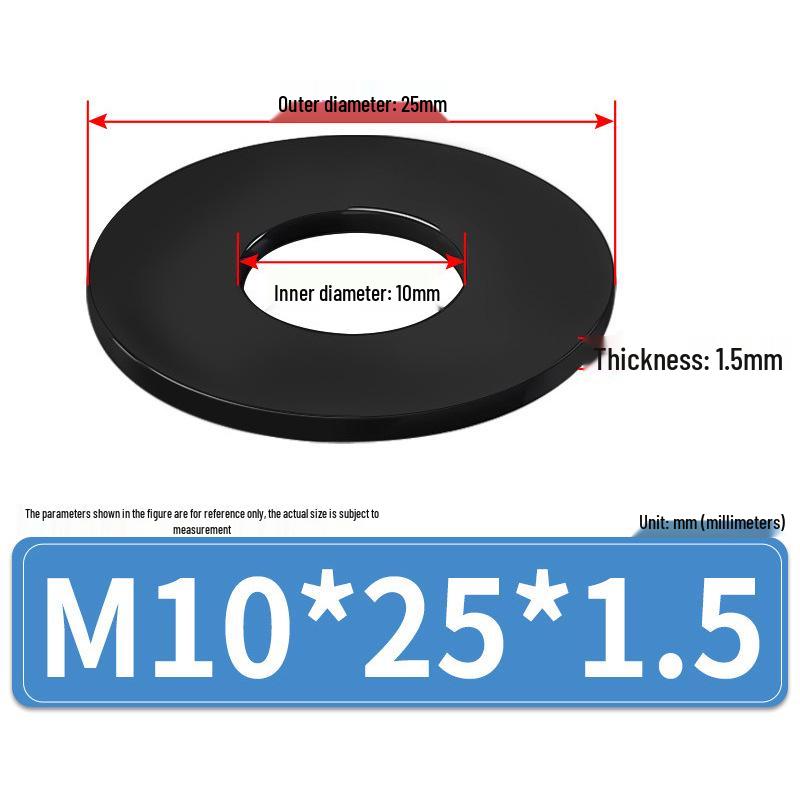 8.8 Grade Black Hardened High-Strength Oversized Flat Metal Spacer Washer (M2-M8)