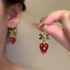 Strawberry Design Sterling Silver Stud Earrings for Women - Sweet & Stylish Holiday Jewelry