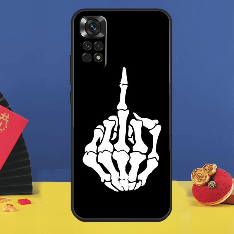Skeleton Middle Finger Phone Case For Xiaomi Redmi Note 14 Pro 12 11 9 10 13 15 Pro Plus 10C 12C 13C 14C 15C Cover