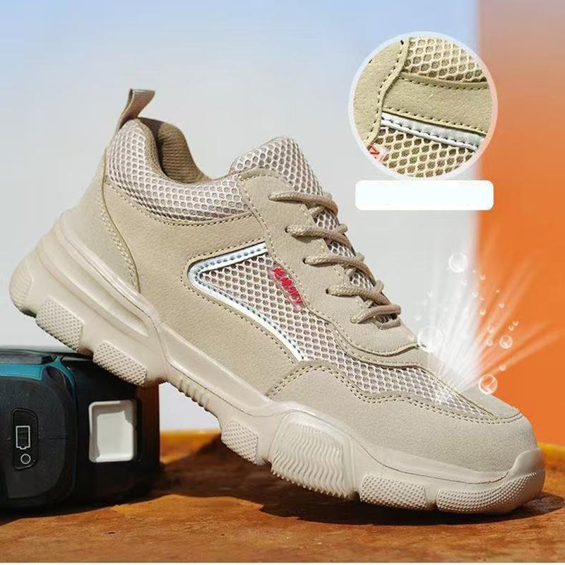 Oulylan Men's Safety Work Shoes Steel Toe Anti-Smash Anti-Puncture Breathable Summer Comfortable Labor Boots Lightweight