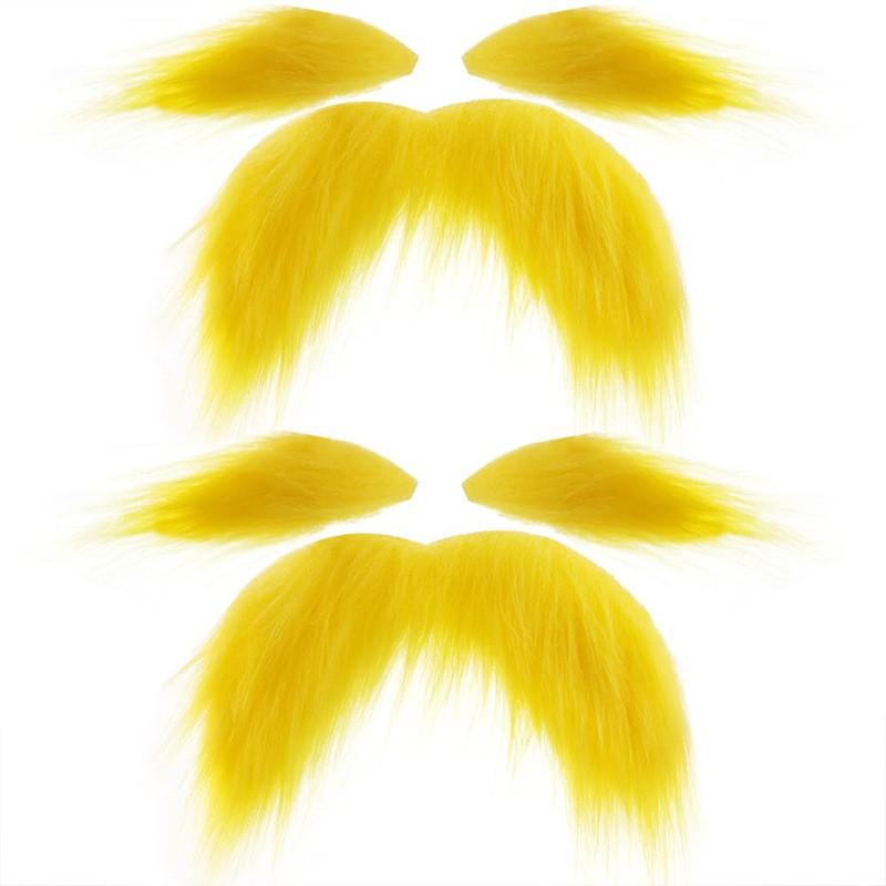 Funny Fake Mustache Set Costume Party Cosplay Halloween Christmas Dress Up - Ginger Yellow Beard Small Moustache Fox