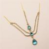 Hot Sale Blue Water Drop Pendant Forehead Lace Lady Temperament Fashion Shining Drill Head Chain Hair Accessories Wholesale