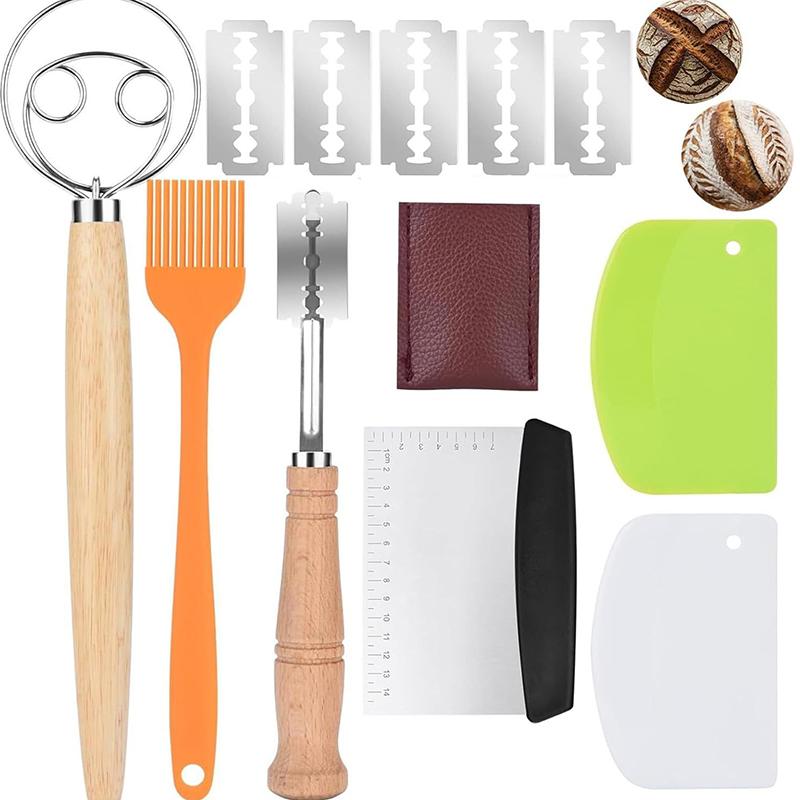 Danish Dough With Sourdough Scoring Tool-Bread Whisk Set Of 6 Pieces-Dough Hook,Dutch Whisk,Bread Lame
