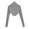 Damen Spicy American Langarm Cropped Sport-Strickjacke mit Daumenloch für Yoga und Tanz