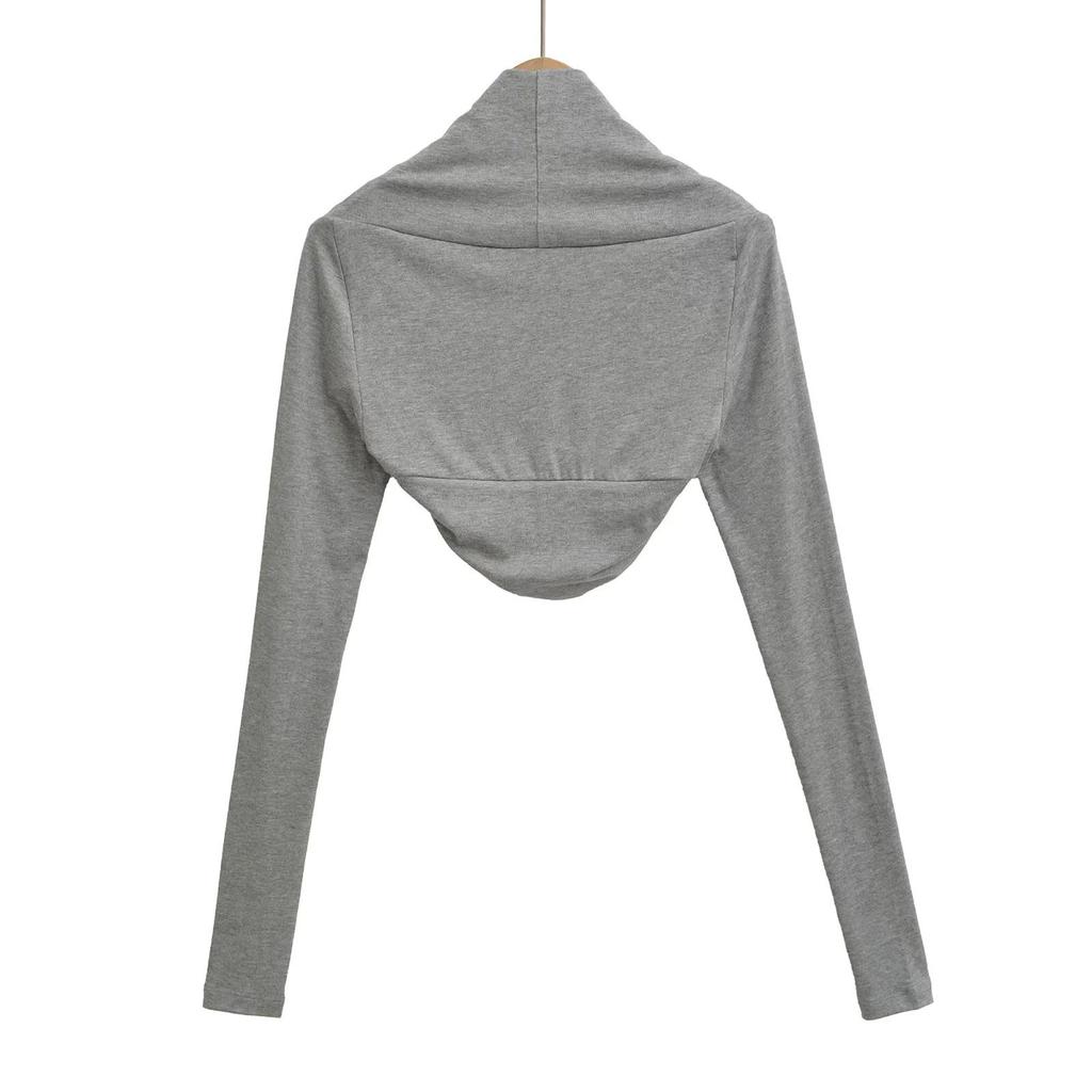Damen Spicy American Langarm Cropped Sport-Strickjacke mit Daumenloch für Yoga und Tanz