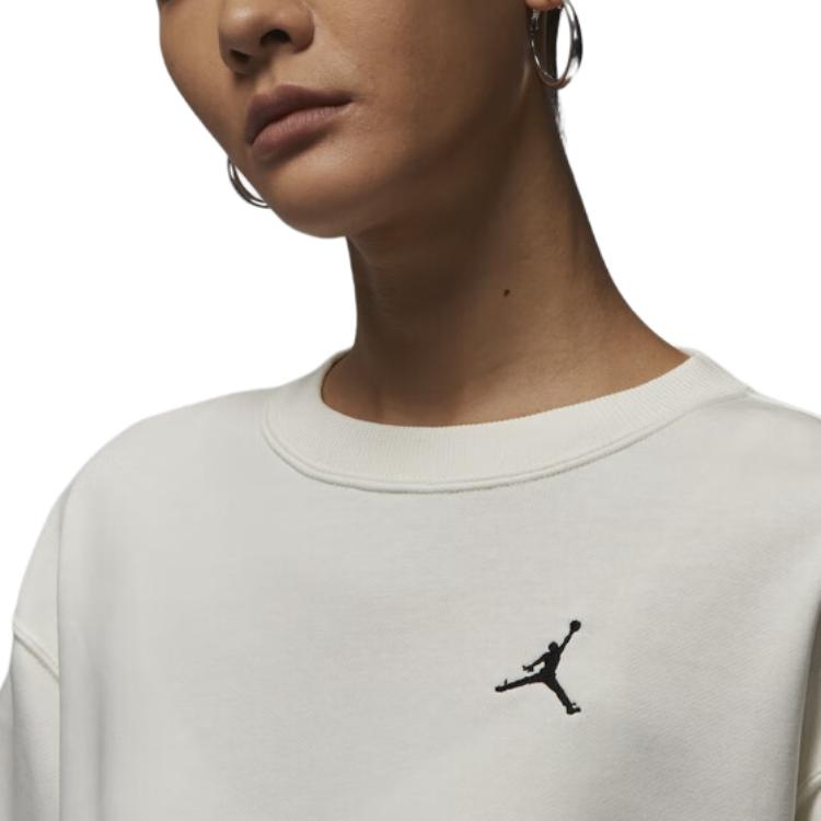 Jordan Jumpman Brooklyn Fleece Comfortable Breathable Simple Loose Drop Shoulder Sweatshirt Women sweatshirt Sail-White HJ1354-133