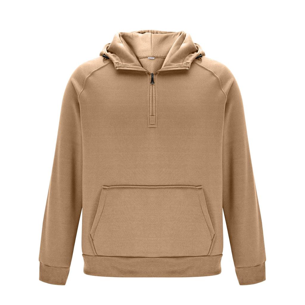 2025 American Retro Men's Hooded Winter Crossover Sweatshirt - New Loose Fit, Solid Color, Zipper Jacket