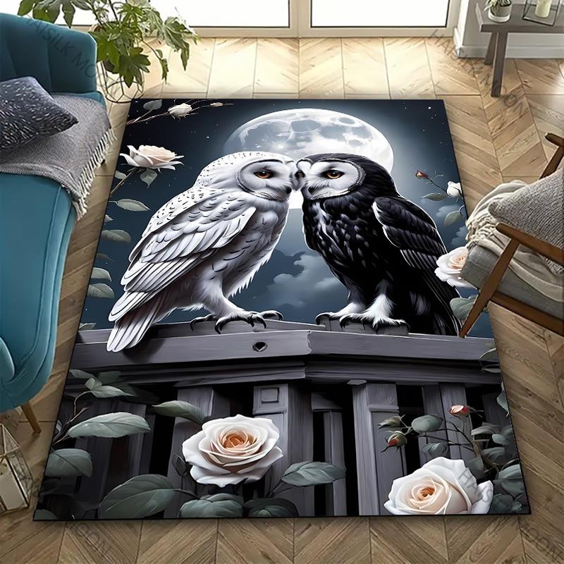 3D HD Printing Owl Print Rug Carpet for Bedroom Living Room Decor Area Rug for Sofa Washable Floor Mat Coffee Table Special Gift