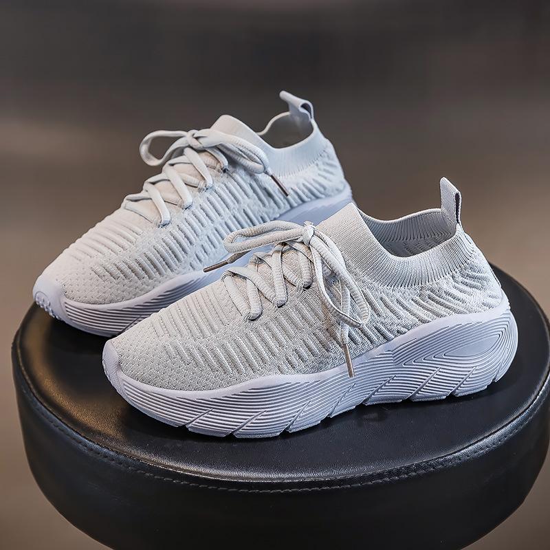 Spring and Summer Flying Woven Shoes Running Sports Casual Shoes Women's Breathable Men's and Women's Low-top Foot Socks Shoes F8858