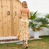 2025 Amazon Eaby Foreign Trade New Printed Dress Tube Top Holiday Wind Beach Suspender Long Dress Floral Dress