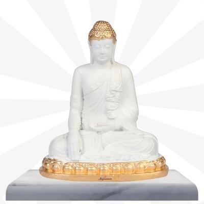 White Gautam Buddha Murti - Perfect Car Dashboard God Idol and Small Buddha Statue for Home Decor Gift Items,