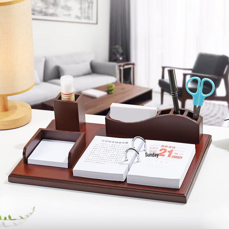Wooden Desk Calendar Stand with Pen Holder