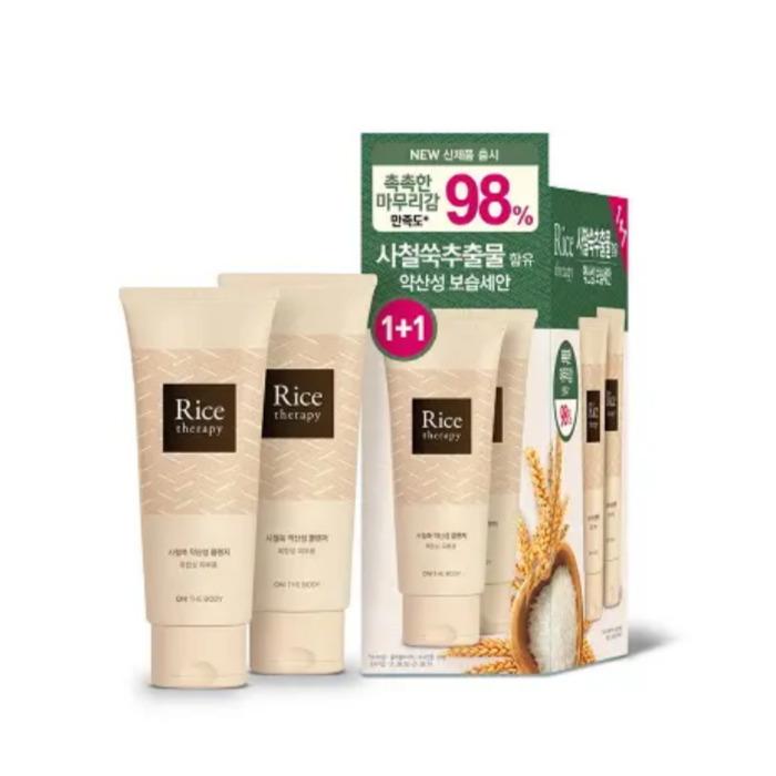 ON THE BODY Rice Therapy Mugwort Mild Acidic Foam Cleanser 150 Ml (1+1 Set)