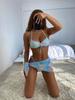 European beautiful women split swimsuit lace-up sexy neck tie-dye bikini 9911
