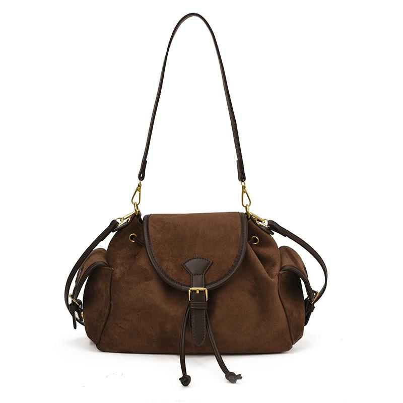Autumn suede underarm bag women's new fashion retro pillow bag high-end single shoulder handbag
