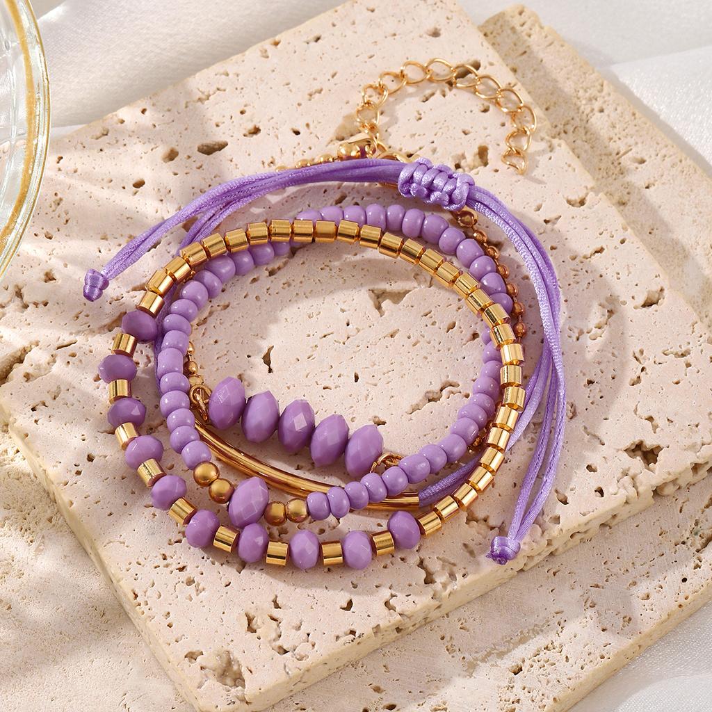Hot-selling Retro Five-color Rice Bead Bracelet Four-piece Set Versatile Handwoven Bracelet Bracelet Jewelry Set