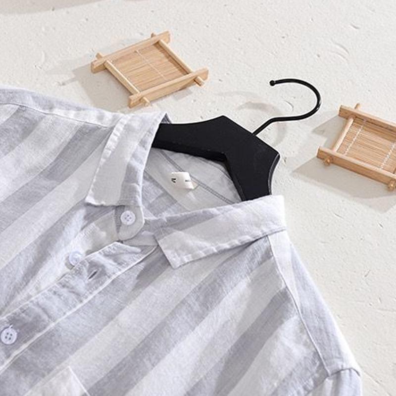 Pockets Street Casual Shirts Fashion Simplicity Handsome Striped Loose Men's Clothing Button Spring Summer Sven Thin