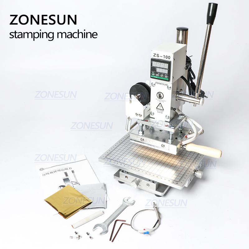 ZONESUN ZS-100C Digital Hot Foil Stamping Machine Leather Embossing Heat Pressing Machine For Wood PVC Paper Custom Logo Stamp
