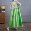 Cotton and Linen Summer Patchwork Retro Style Dress Long Skirt