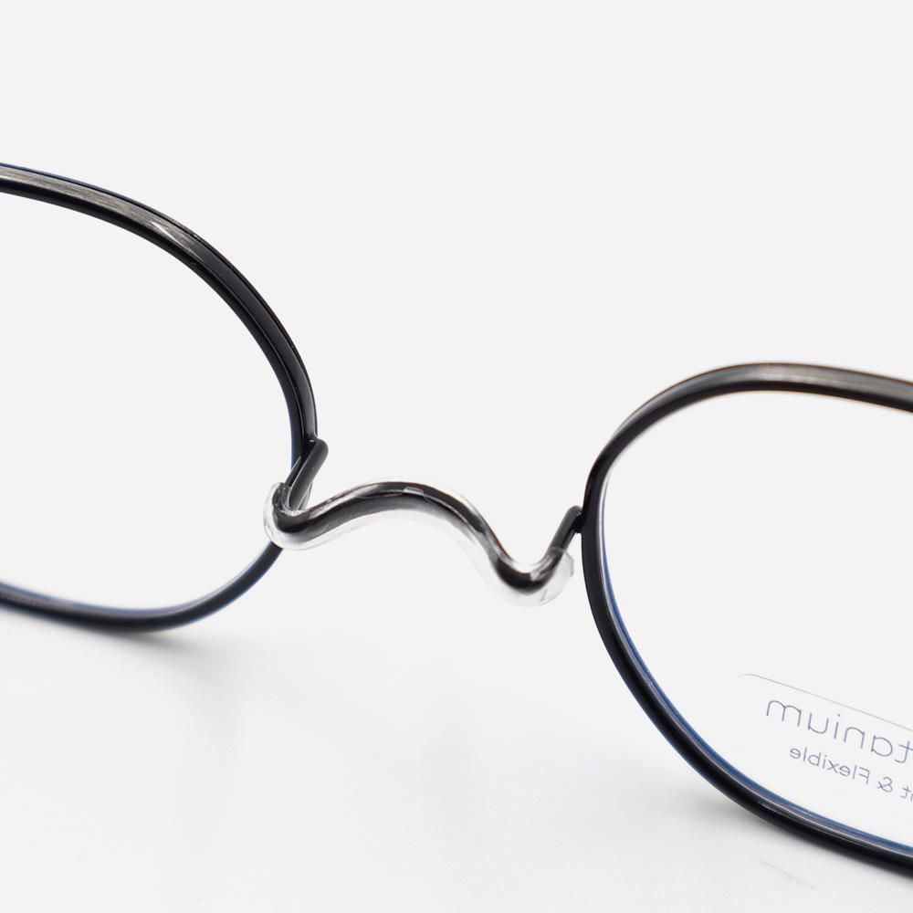Alloaiweeo [Nose Saddle] Al8205 0910M Nose Saddle Titanium Octagon Black/Grey Eyeglass Frames