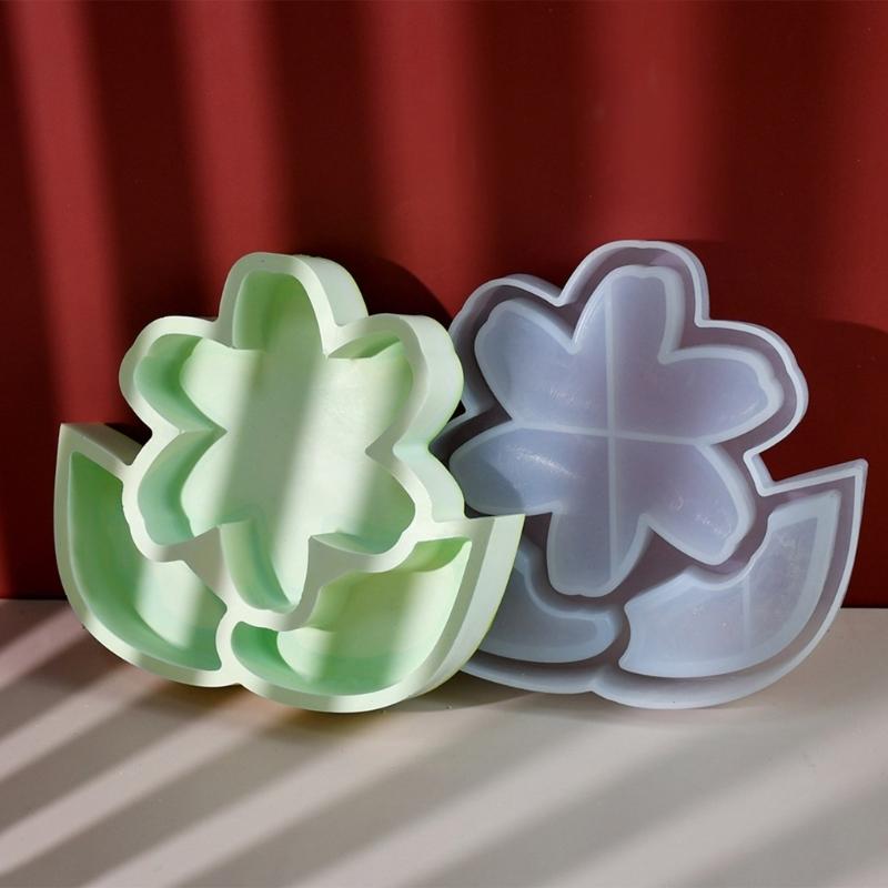 Flexible Sturdy Silicone Epoxy Resin Castes Mold Flower Shaped Tray Dishes Molds for Craft and Home Decoration