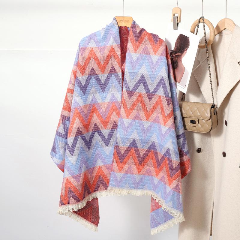 Women Winter Sweet Retro Knitted Scarf Headscarf Ladies Casual Colorful Striped Warm Scarve Mujer Foulard Wrap Shawl New Fashion