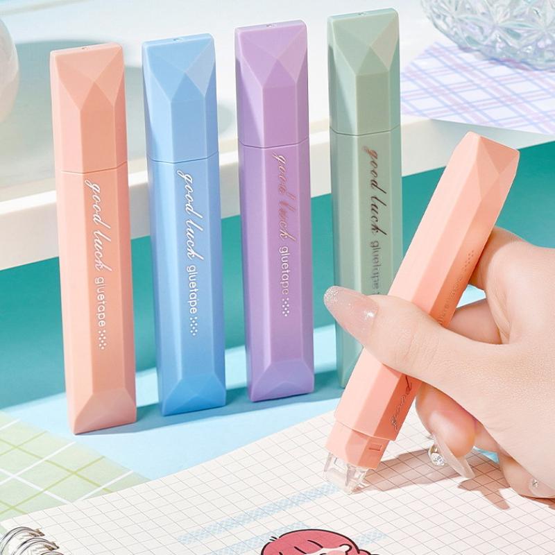 4Pcs Rotating Double-Sided Dot Glue Pen Tape Traceless Adhesive For Scrapbooking Office Supplies Handmade Diary Art Projects