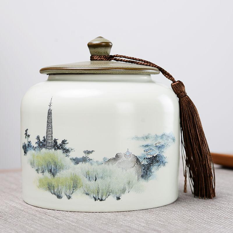 Creative Floral Plant Pattern Ceramic Tea Jar Antique Decorative Jar Countertop Ornament Candy Coffee Bean Storage Box Art Decor