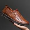 Hohle Lederschuhe Herren Sommer atmungsaktiv weiches Leder Low-Top Business Freizeit Ein-Pedal-Loch Papa Herrenschuhe