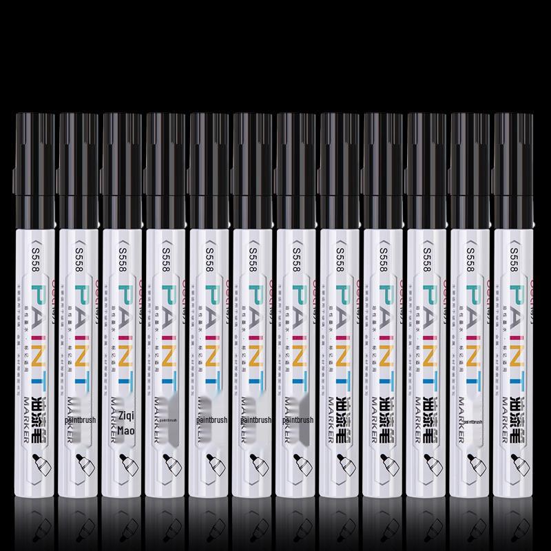 Deli S558 Waterproof Black Paint Marker (12-Pack)