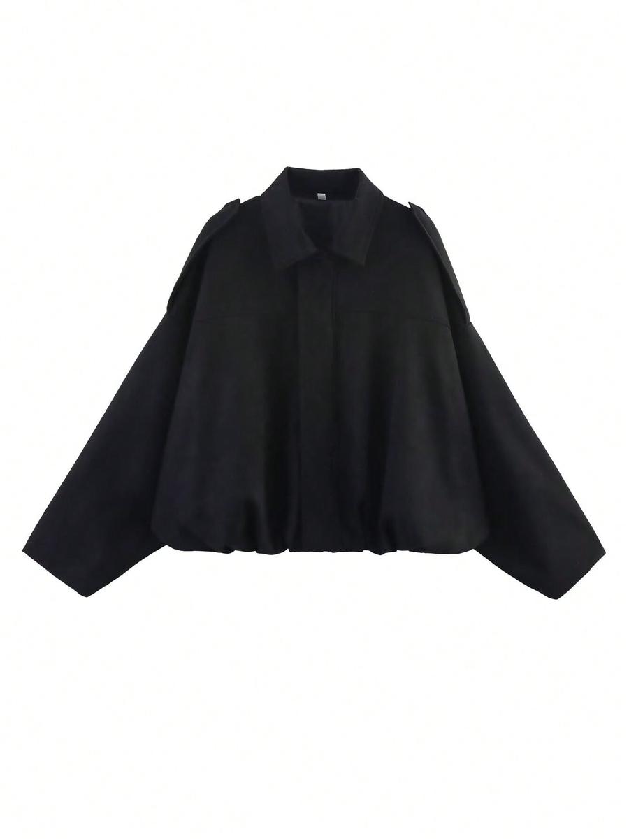 

Весна Новое поступление Повседневный Универсальный Женский Бархатистая Текстура Стойка Воротник Авиатор Куртка Пальто XS чёрный