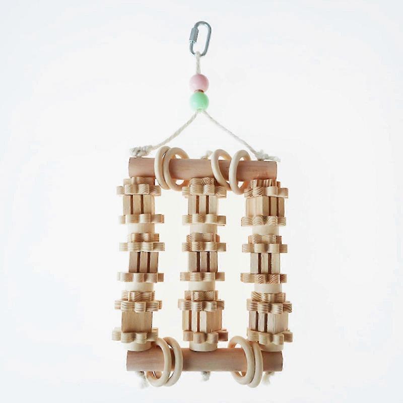 Parrot Chewing Toy Natural Wood Blocks Cage Bite Perch Toy