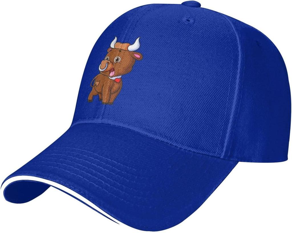 Süße junge Stier Cartoon Grafik Baseballkappe Lustige Tier Trucker-Mütze Outdoor Golfkappen für Männer Frauen
