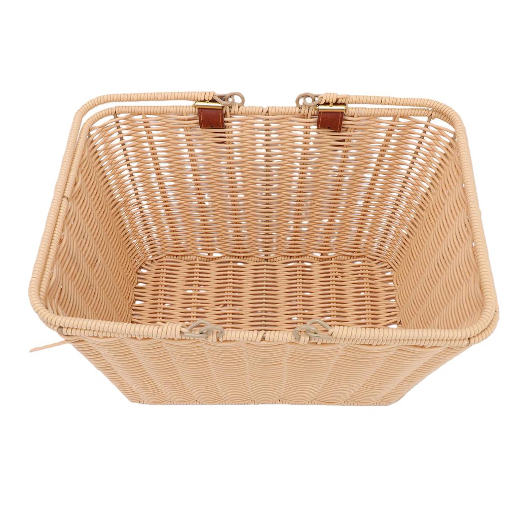 Bike Basket PP   Woven Retro   Front Bike Storage Basket with Handle for Bch Picnic