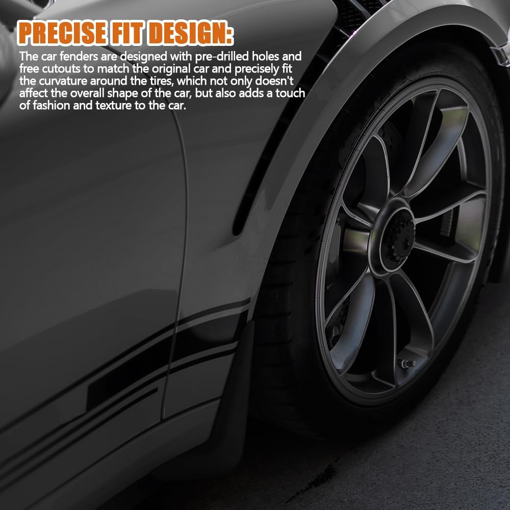 4PCS Car Mud Flaps, Mud Guards, No Drilling Mudguards Mudflaps with Hardware Kits, Automotive Exterior Accessories Universal Front & Rear Wheel