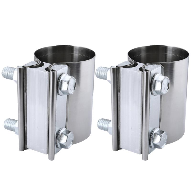 2.25 Inch Exhaust Muffler Clamp Stainless Steel Butt Joint 2pcs Sleeve Catalytic Converters Exhaust Band Clamp