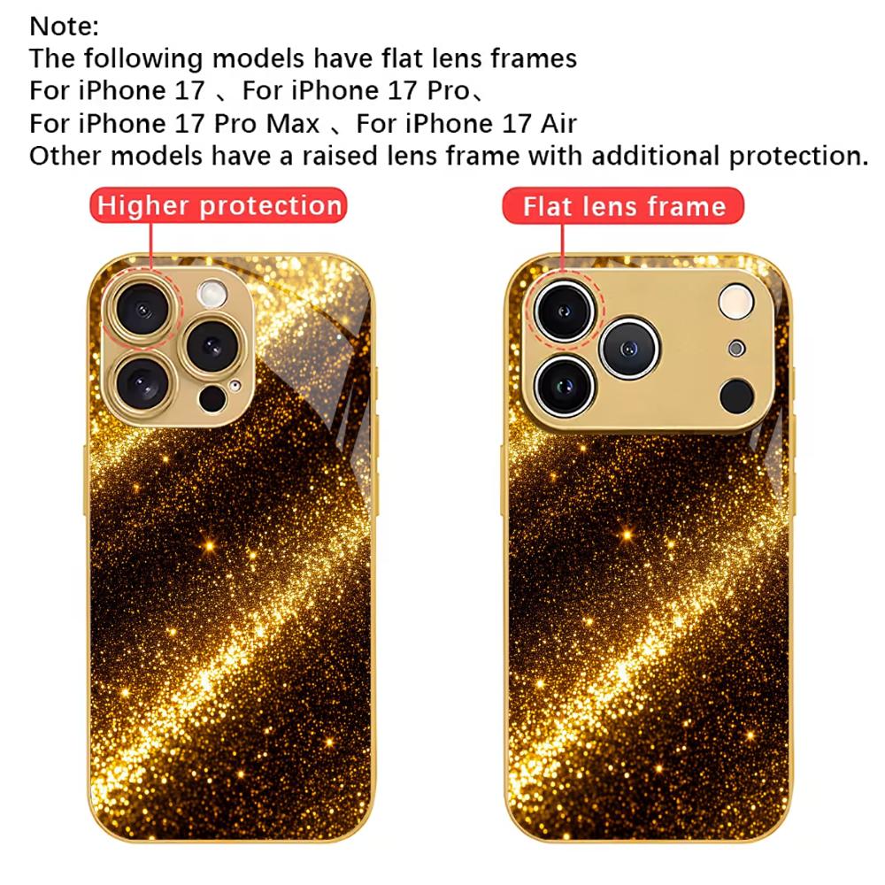 Colorful For Electroplated Glass Phone Case For iPhone 17 16 15 14 13 12 11 Pro Max Plus 16E 17Air Cover