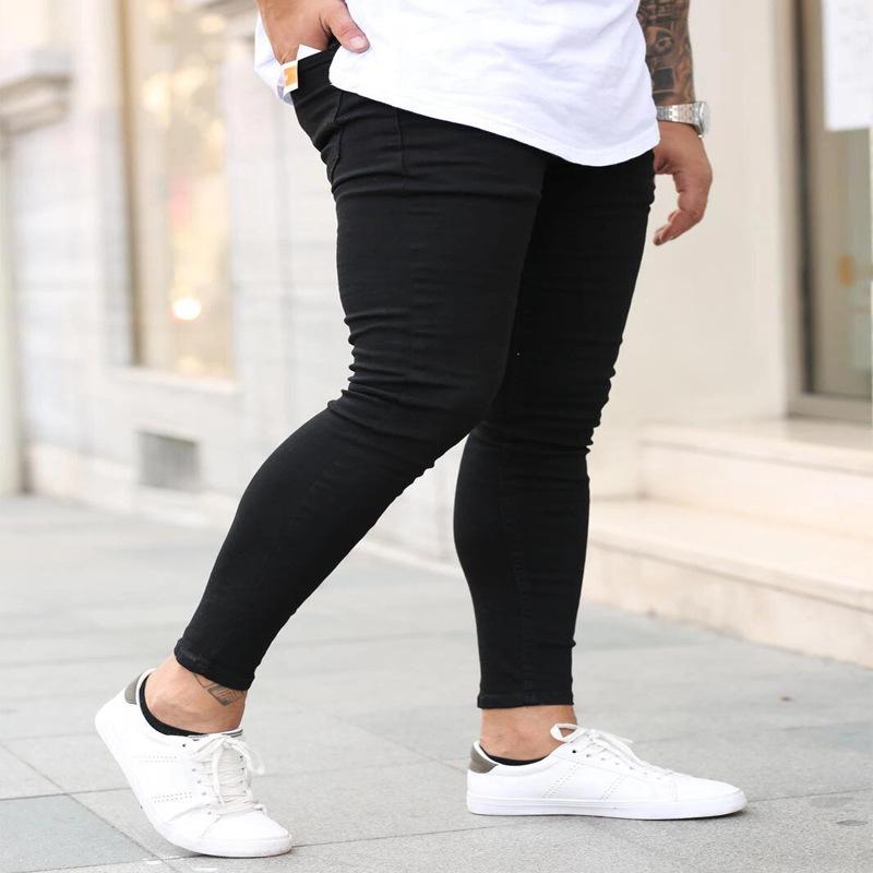 Klasické evropské a americké pánské černé strečové skinny džíny