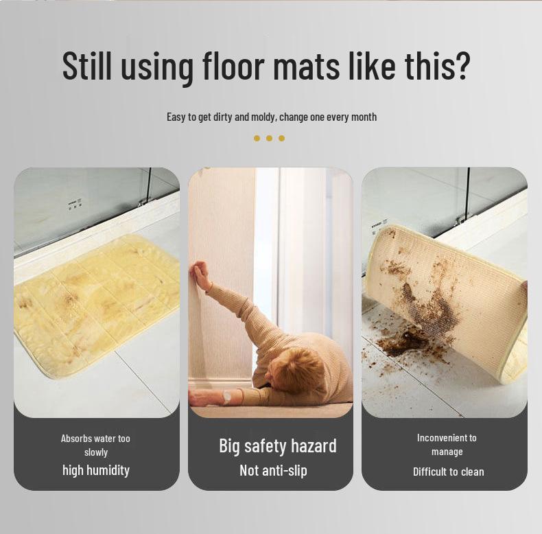 Diatom Mud Floor Mat: Non-Slip, Water-Absorbing, Dirt-Resistant Bathroom Mat