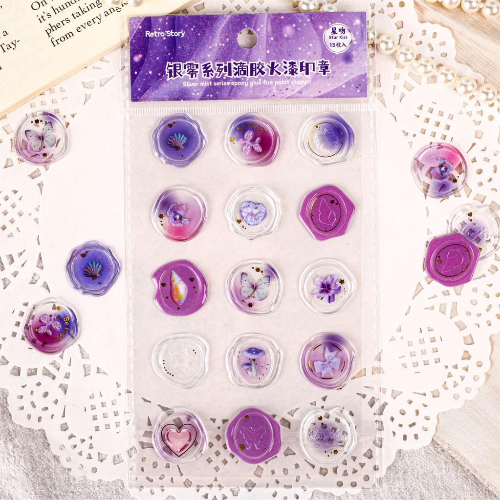 18pcs/20pcs Bag Wax Seals Stamp Sticker for Kid Vintage European Style Candy Color Sticker for Children DIY Decroative Scrapbook