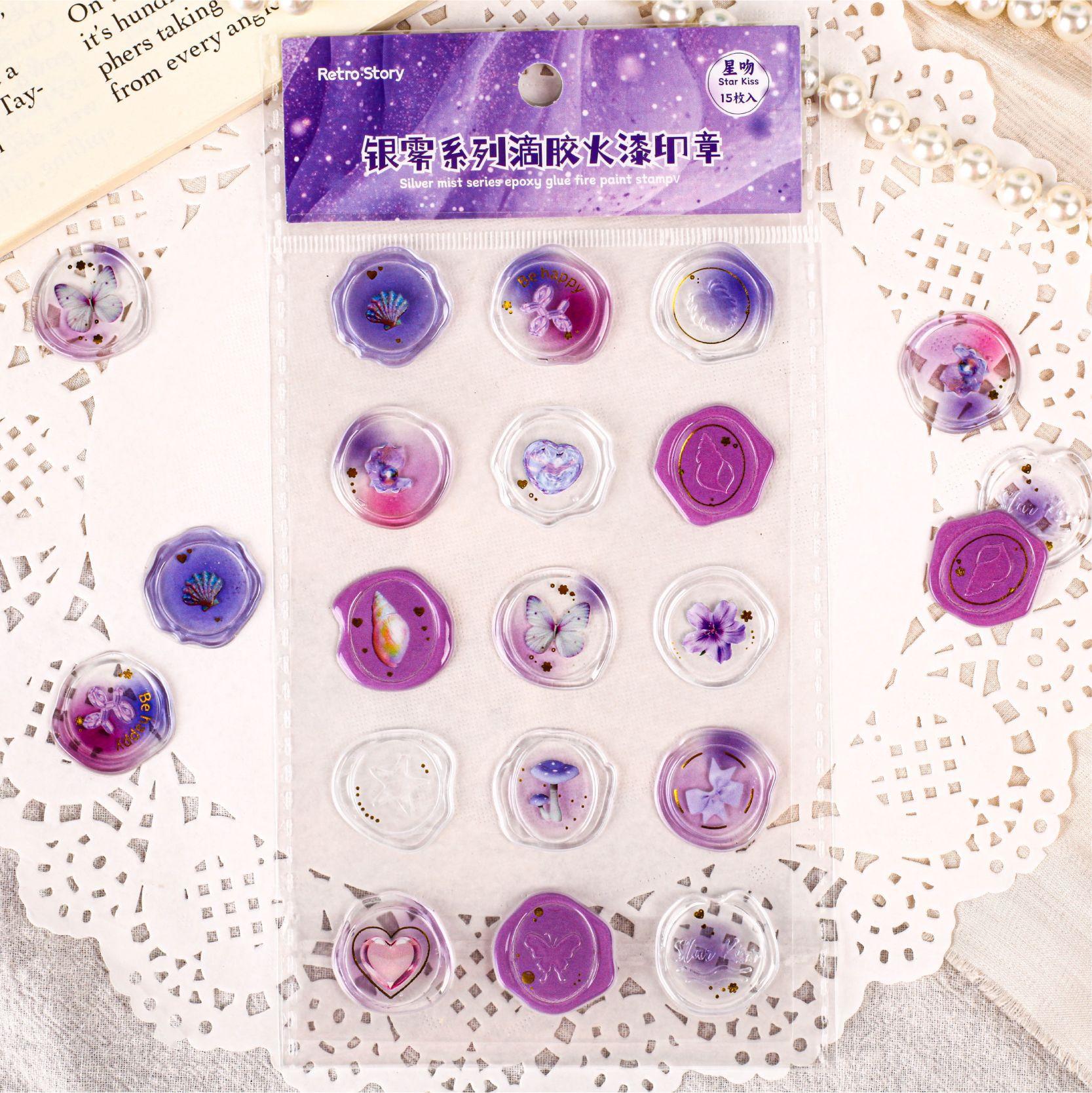 

18pcs/set Retro Envelop Seal Sticker Vintage European Style Wax Stamp Sticker Cute 3D Stereo Gradient Color Scrapbook Sticker