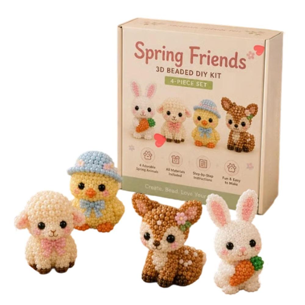 4pcs Mini Size Animal Crafting Set Bead Craft Bead Weaving Kit New Pets Beading Set DIY Activity