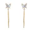 Dangle Butterfly Tassel Drop Earrings Shiny Zircon Stud Earrings Long Pendant Earrings  Party