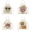 Owl Sleeveless Chef Apron Linen Floral Print Kitchen Decoration Apron Women'S Home Cooking Baked Waist Bib