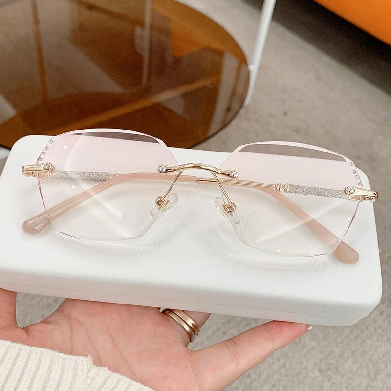 Occhiali da lettura di lusso da donna alla moda, unisex, alla moda, senza montatura, per lontano, occhiali da vista, moda femminile, retrò, colore sfumato, presbiopia