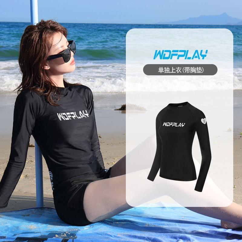 Womens Long Sleeve Rash Guard Set With UPF 50 Sun Protection Swimming Suit Surfing Diving Snorkeling
