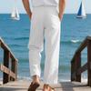 Men's Linen Casual Pants Summer Loose Straight Leg Naples Gurkha Wide Leg Trousers for Men