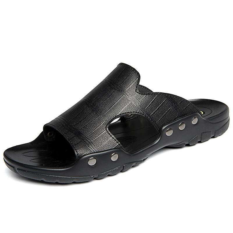 Fashion Summer Mens Genuine Leather Slippers Big Size 37-52 Outdoor Flip Flops Men Slipper Casual Slides Luxury Flip Flop Male Flats